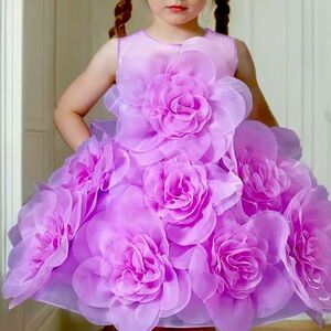 Elegant Handmade Lavender Kids Formal Dress